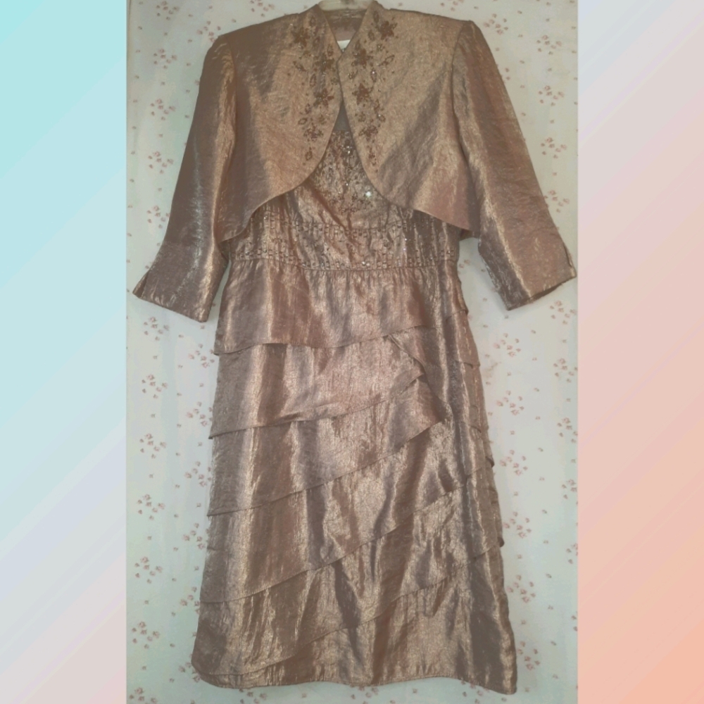 David's Bridal Champagne Mother of the Bride Dress